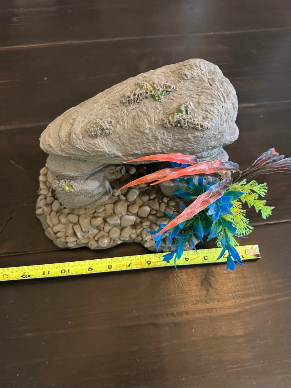 Home Accents Faux Floral Aquarium Rock Accent with Blue & Red Foliage